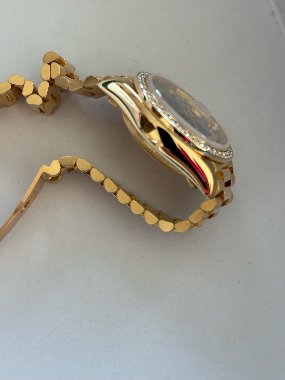 Rolex Ladies Gold Watch with Mother-of-Pearl Dial and Diamond Bezel - Picture 3 of 5